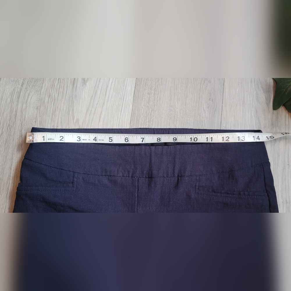 Hilary Radley Dark Navy Textured Cropped Pull-up Pants, Women's Small - Picture 4 of 14